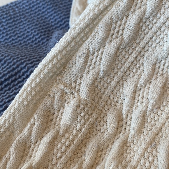 Lovely 🖤 Melody Blue and White Knit Sweater Women’s Size S/M - Picture 8 of 9